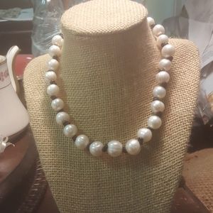 Genuine Pearl & Leather Infinity Choker